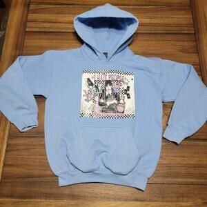 Wednesday LS Blue Youth Hoodie (Gildan) "I Hate People" - Size Y Small